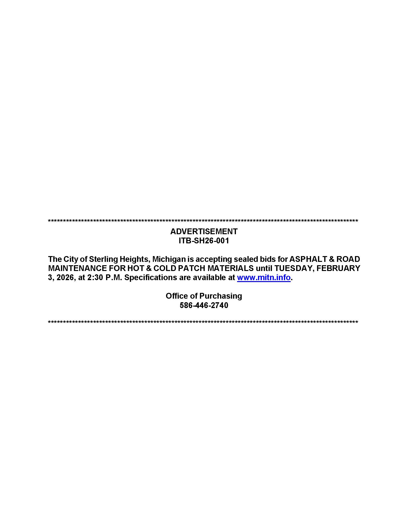 Advertisement ITB-SH26-001