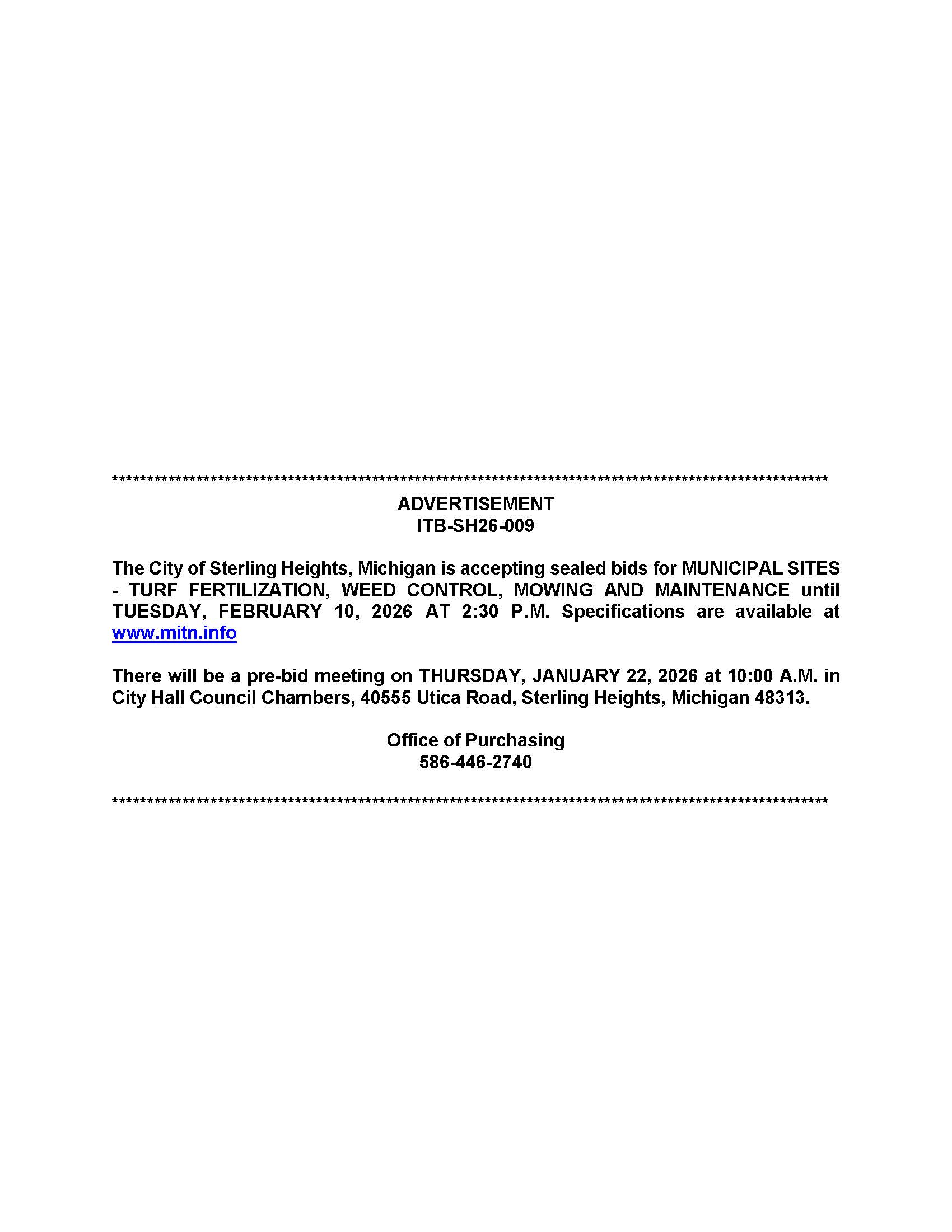 Advertisement ITB-SH26-009